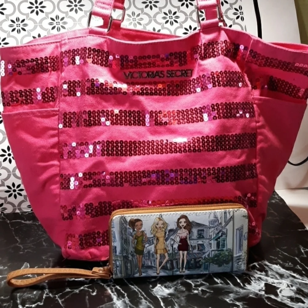 Victoria's Secret tote bag and wallet